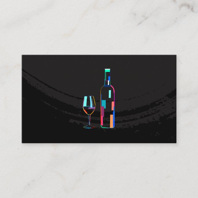 Modern Art Deco Wine Bottle Glass Business Card (Front)