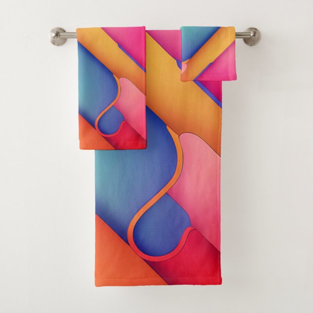 Modern Art Design Folds of Colour Bath Towel Set (Insitu)