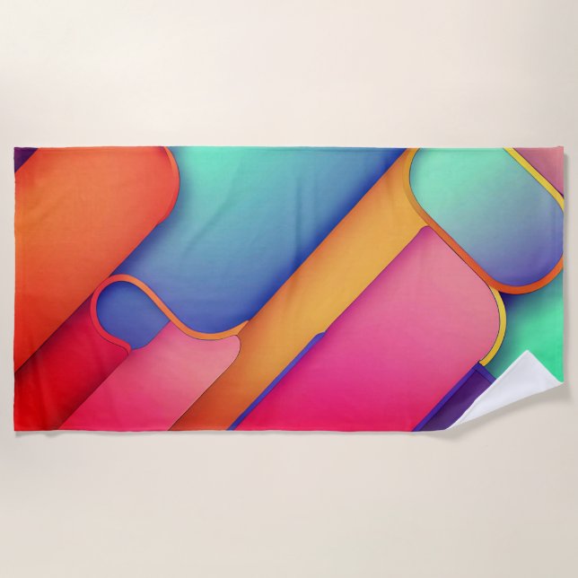 Modern Art Design Folds of Colour Beach Towel (Front)