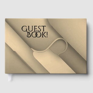 Modern Art Design Folds of Gold Guest Book