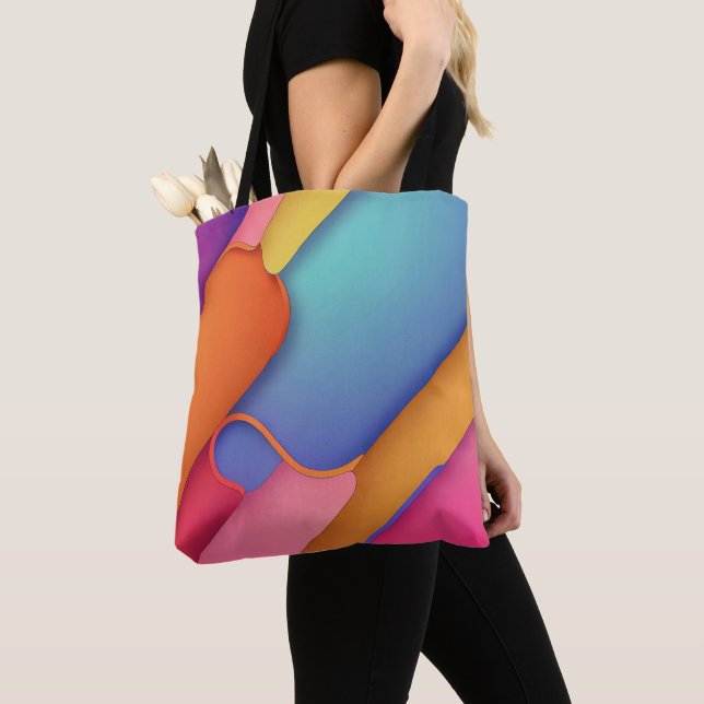 Modern Art Design Folds of Pastel  Colours Tote Bag (Close Up)
