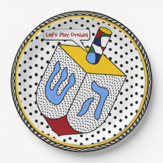 Modern Art Dreidel Gone Dotty (Personalised) Paper Plate
