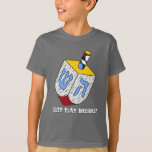 Modern Art Dreidel (Personalised) T-Shirt<br><div class="desc">Warm, cosy hoody is not only great for those cool autumn and winter days, it makes a really cool gift for kids of all ages at Hanukkah! The central design is Jewbilee's original Mondrian inspired dreidel that's just dotty for polka dots and bold primary colours. Caption "Let's Play Dreidel!" is...</div>