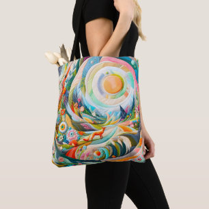 Modern Art Embroidered Look Spring Landscape Tote Bag