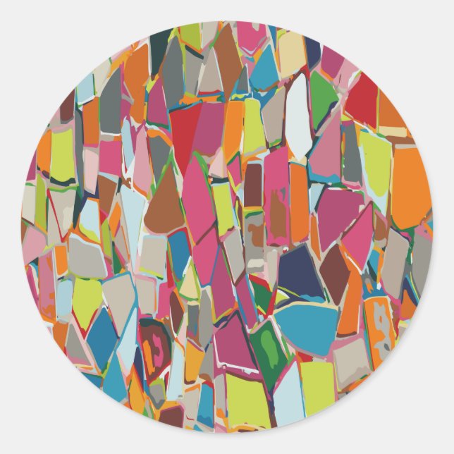 Modern Art Geometric Deco Multi-colour Classic Round Sticker (Front)