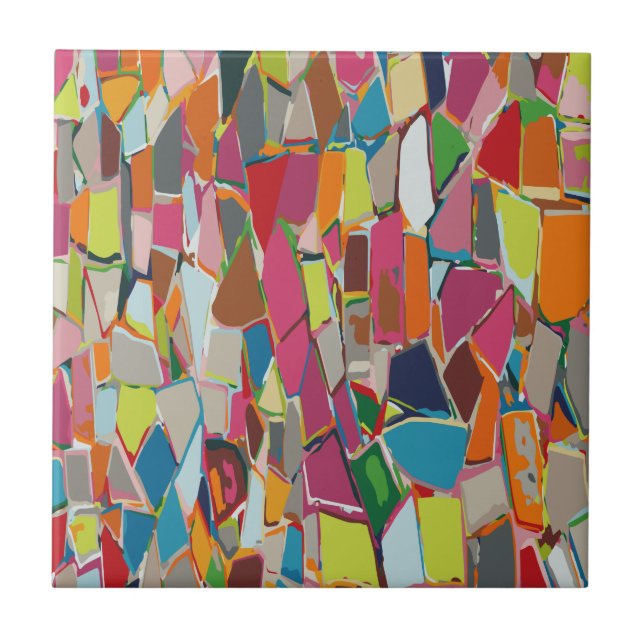 Modern Art Geometric Deco Multi-colour Tile (Front)
