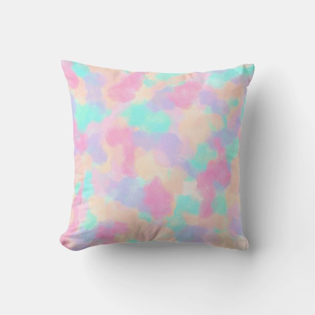 Modern Art Girly Pink Purple Paint Splotches Cushion (Front)