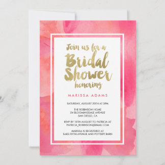 Modern Art Gold Pink Bridal Shower Invitation