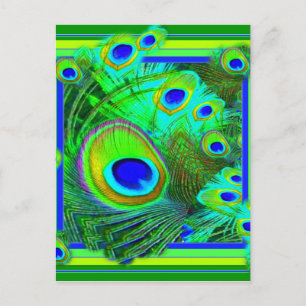 Modern Art Green Peacock Feather Eyes Gifts Postcard