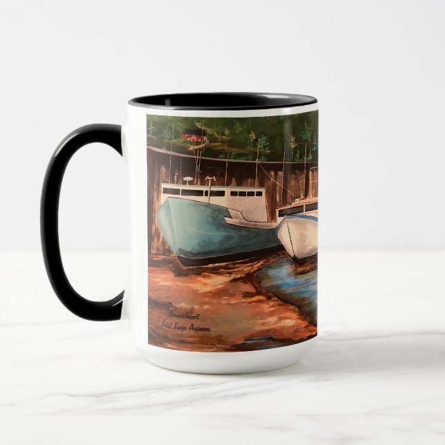  Modern Art Greens The Fishing Village  Mug (Left)