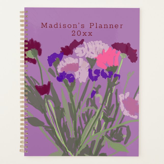 Modern Art Happy Colourful Wildflowers +Custom Nam Planner (Front)