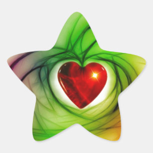 Modern art heart, chic love pattern gifts for her star sticker