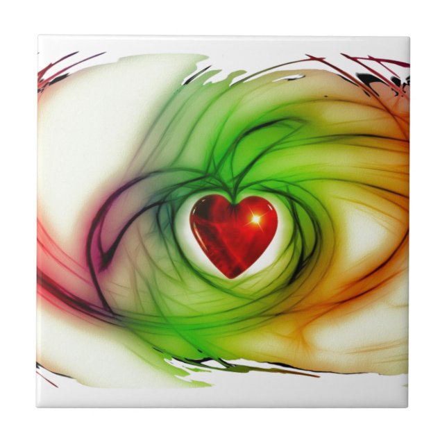 Modern art heart, chic love pattern gifts for her tile (Front)