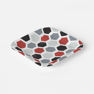 Modern Art Hexagon Pattern Paper Plate