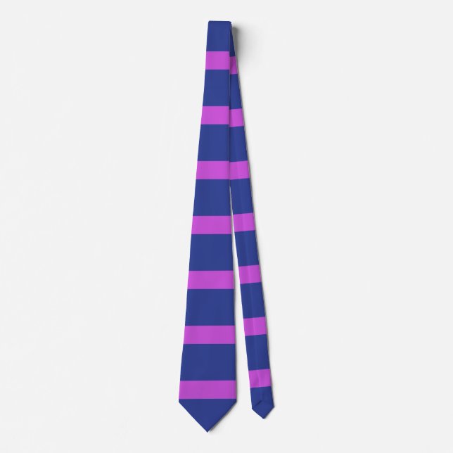 Modern Art Horizontal Stripes Blue Pink Tie (Front)