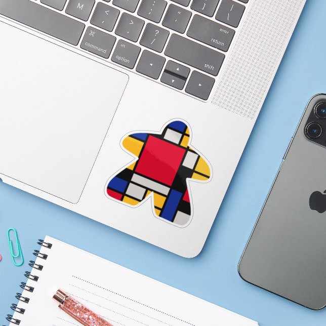 Modern Art Meeple Vinyl Sticker (Laptop w/ iPhone)