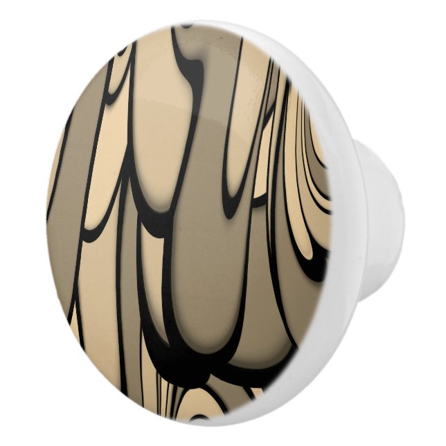 Modern Art Melting Brown Hues  Ceramic Knob (Right)