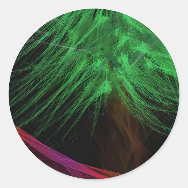 Modern Art Merry Christmas Classic Round Sticker (Front)