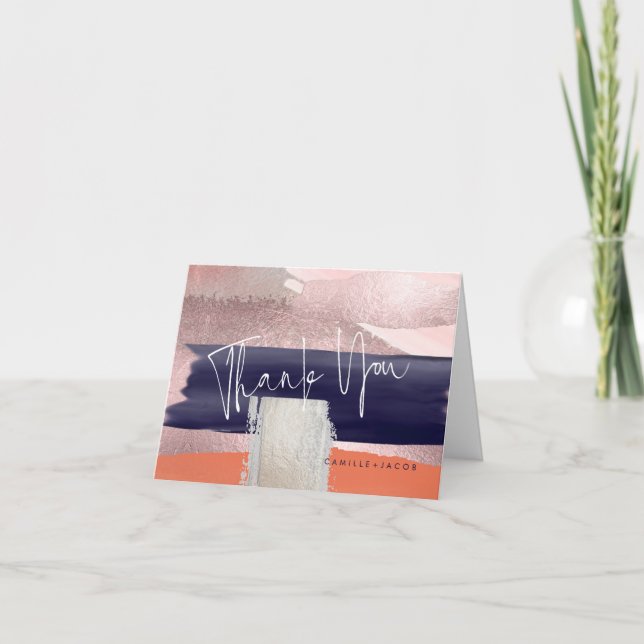 Modern Art, Navy Blue+Rose Gold Thank You (Front)