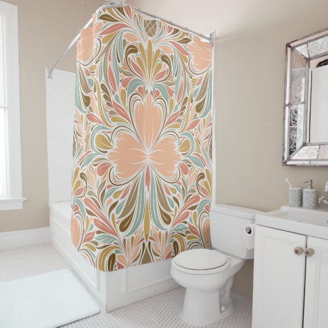 Modern Art Nouveau Boho Pattern  Shower Curtain (In Situ)