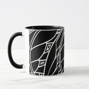 Modern art nouveau tessellations black and white mug