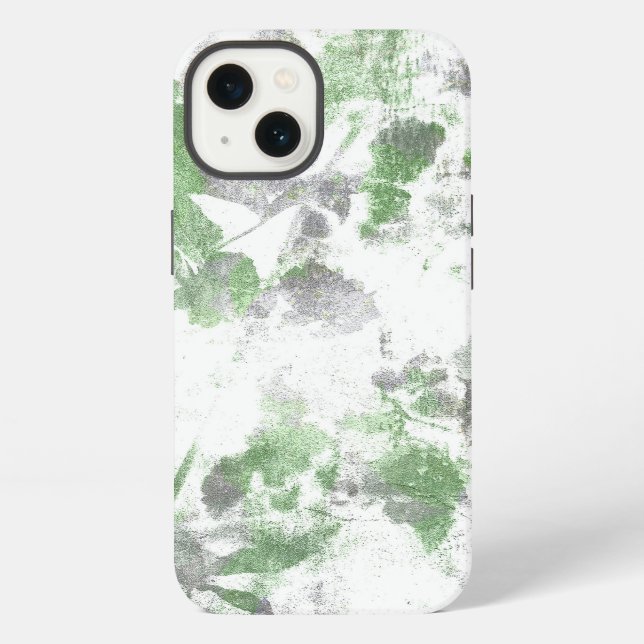 Modern art of flower pattern and wall texture mix iPhone case (Back)