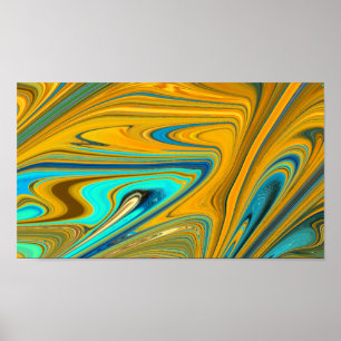 Modern Art Orange and Teal Poster