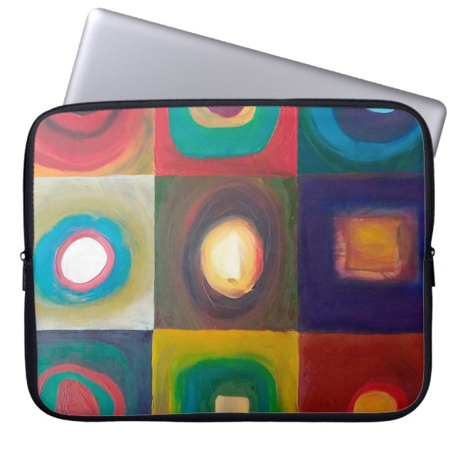 Modern Art Paintingart,modern,abstract,square,aqua Laptop Sleeve (Front)