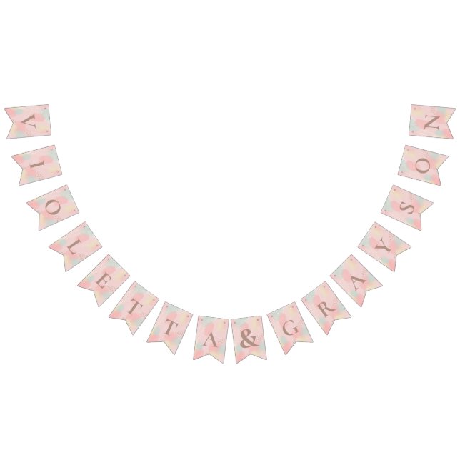 Modern Art Pink Pastel Wedding Bunting (All)