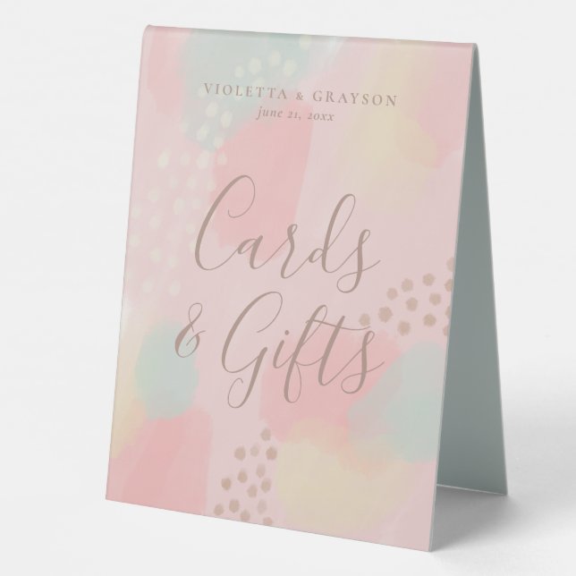 Modern Art Pink Pastel Wedding Cards & Gifts  (Back)