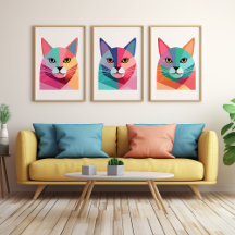 Modern art poster with a colourful Cat 1