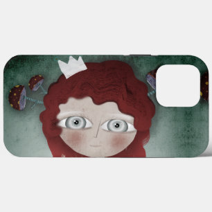 Modern art red hair white crown princess huge eyes iPhone 13 pro max case
