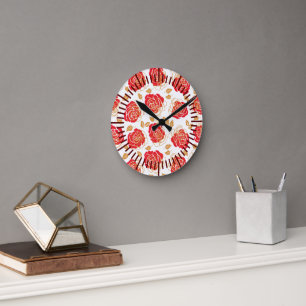 Modern Art Roses Round Clock