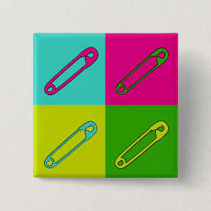 Modern art safety pins button