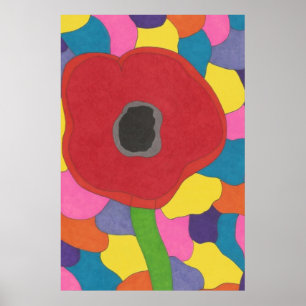 Modern Art Stained Glass Poppy Poster Print