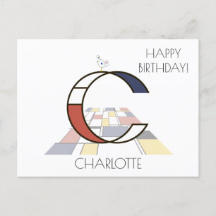 Modern Art Style Monogram. Letter С Postcard
