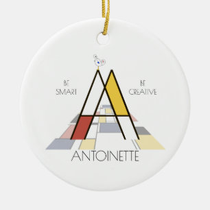 Modern Art Style Monogram. Letter A Ceramic Tree Decoration