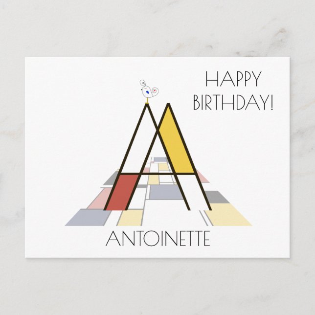 Modern Art Style Monogram. Letter A Postcard (Front)