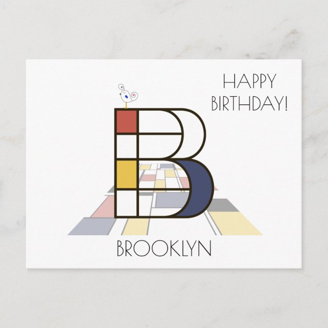 Modern Art Style Monogram. Letter B Postcard (Front)