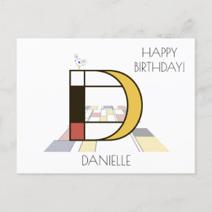 Modern Art Style Monogram. Letter D Postcard