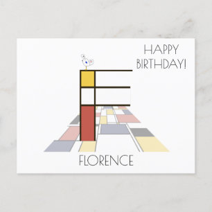 Modern Art Style Monogram. Letter F Postcard