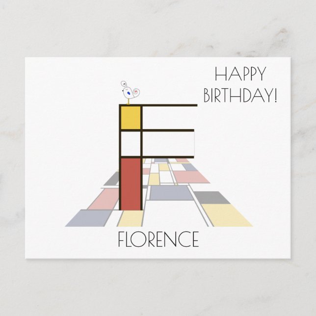 Modern Art Style Monogram. Letter F Postcard (Front)