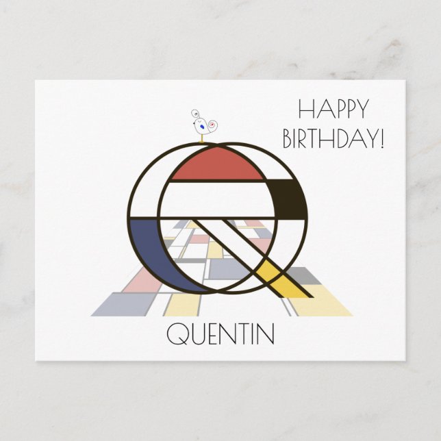Modern Art Style Monogram. Letter Q Postcard (Front)