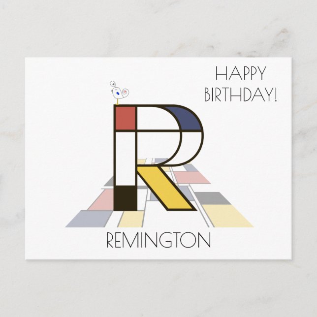 Modern Art Style Monogram. Letter R Postcard (Front)
