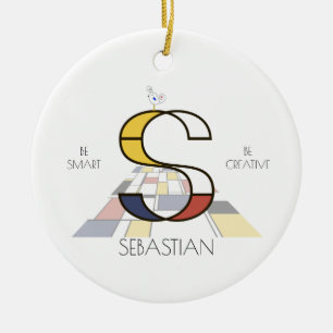 Modern Art Style Monogram. Letter S Ceramic Tree Decoration