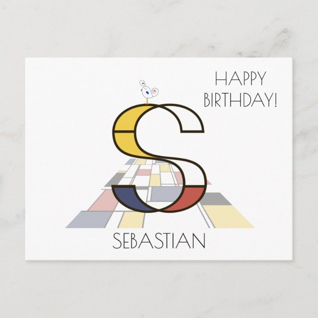 Modern Art Style Monogram. Letter S Postcard (Front)