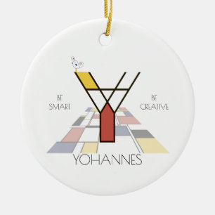 Modern Art Style Monogram. Letter Y Ceramic Tree Decoration