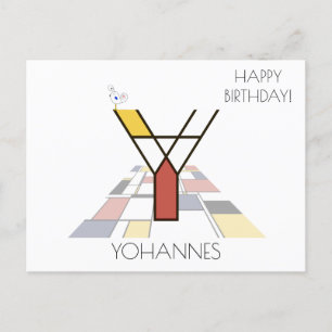 Modern Art Style Monogram. Letter Y Postcard