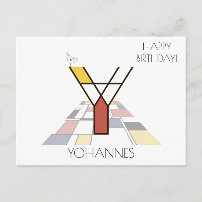 Modern Art Style Monogram. Letter Y Postcard (Front)