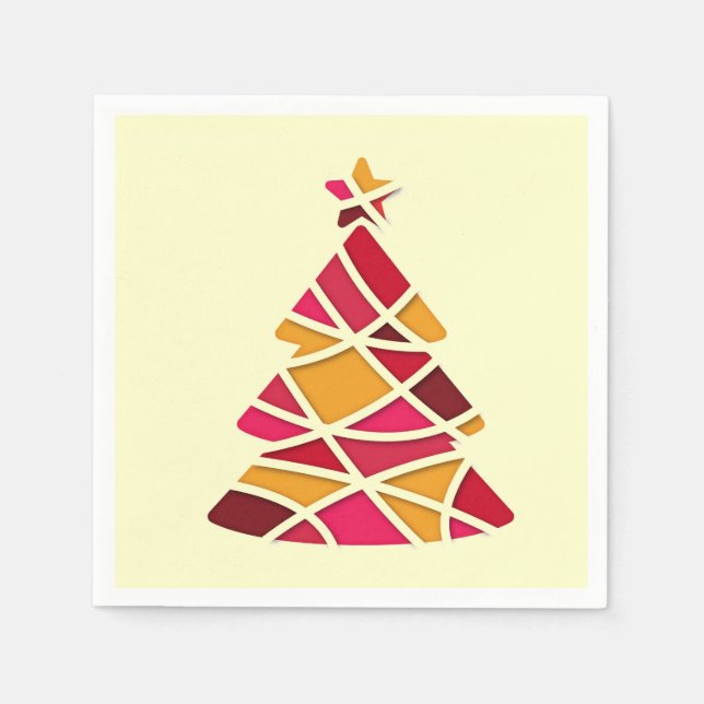 Modern Art Stylish red and gold Christmas tree Napkin (Front)